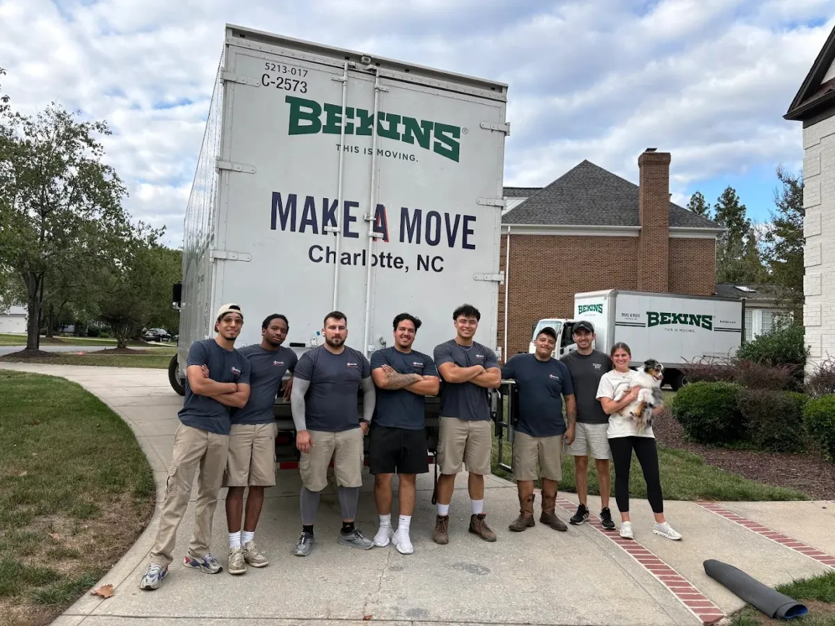 Make A Move crew with a Bekins truck at a Charlotte home